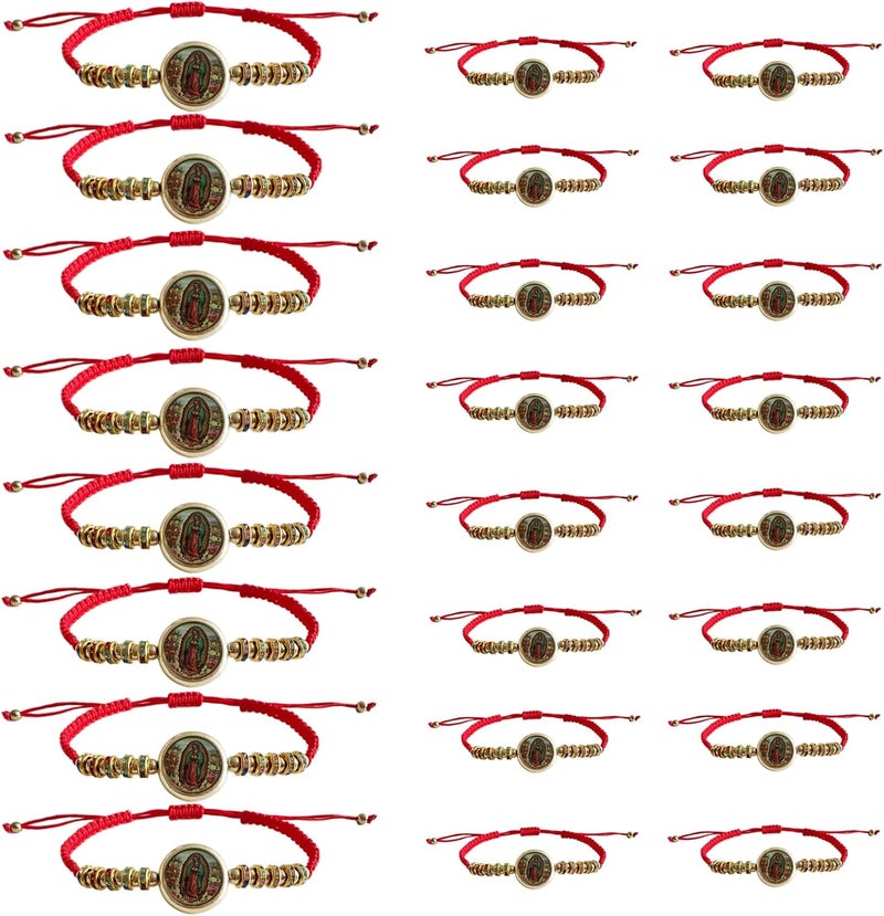 Bovemee 24PCS Virgin Mary Bracelets，Green Saint Jude bracelet Rosary Handmade Mexican bracelets,Virgen de Guadalupe Bracelet San Judas Tadeo Gift For Men Women - Image 1